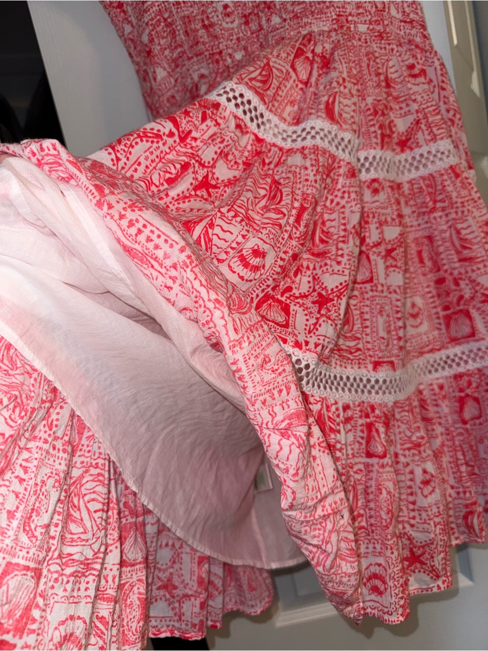Lilly Pulitzer Strapless Coral-Pink Printed Tiered Dress - Picture 7 of 8
